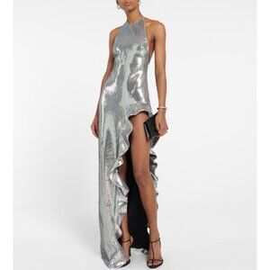 David Koma Ruffle-trimmed sequined gown